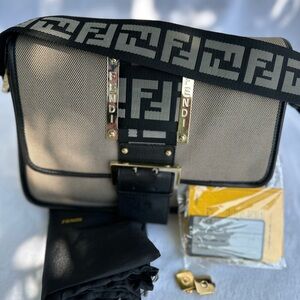 Fendi Black and Cream Shoulder Bag